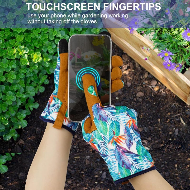 MERTURN Store Leather Gardening Gloves for Women Thorn Proof Garden Gloves Touch Screen Working Gloves Gifts,M - Image 5
